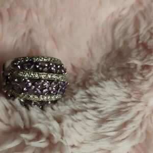 Elegant Silver and Purple Gemstone Ring